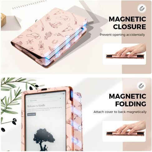 حالة القوس الوردي لـ 7 "/ 6.8" Kindle Paperwhite 12/ 11th Generation ، غلاف الحزام اليدوي غلاف غلاف كتاب لتسخير Kindle Colorsoft ، 2025 Coquette Coquette Ereader Ebook Ebook in Kuwait