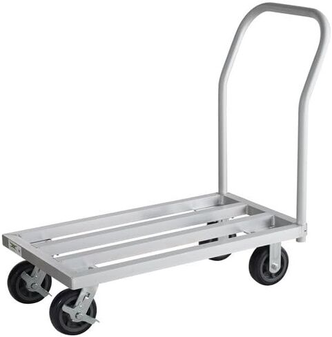 Mobile Aluminum Dunnage Rack, Silver, 20x36 Inch Platform, 1600 lb Capacity, NSF Listed, with 6 Inch Casters, Handle in Kuwait