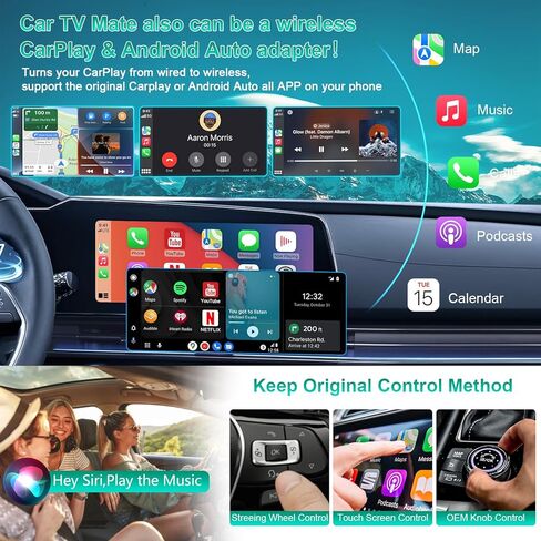 Max Max Max مع Car TV with Wireless Carplay ومحول Android Auto ، محول عصا Fire TV للسيارة ، 3 في 1 HD HDML محول الوسائط المتعددة يلقيون/لعبة للسيارات للسيارات السلكية ومعظم أجهزة البث in Saudi Arabia