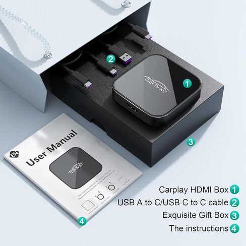 Max Max Max مع Car TV with Wireless Carplay ومحول Android Auto ، محول عصا Fire TV للسيارة ، 3 في 1 HD HDML محول الوسائط المتعددة يلقيون/لعبة للسيارات للسيارات السلكية ومعظم أجهزة البث in Saudi Arabia