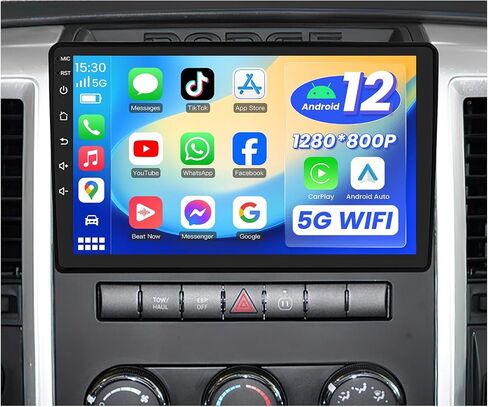 4Core+64G ROM Car Radio Stereo for Dodge Ram 1500 2500 3500 2009-2012: 10 Inch Touchscreen for Ram 1500 Radio Upgrade with Wireless CarPlay Android Auto 5G WiFi Bluetooth Backup Camera GPS Navi FM in Saudi Arabia