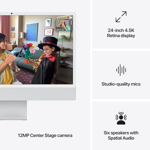 Apple 2024 iMac All-in-One Desktop Computer with M4 chip with 10-core CPU and 10-core GPU: Built for Apple Intelligence, 24GB Unified Memory, 1TB SSD Storage - Silver in Saudi Arabia