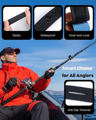 Pawfly 12 Pcs Fishing Rod Straps, 6 Colors, Hook and Loop Fishing Pole Straps, Stretchy Neoprene Fishing Rods Ties Fishing Rod Wraps, Fishing Pole Belts for Casting Rods Spinning Rods in Saudi Arabia