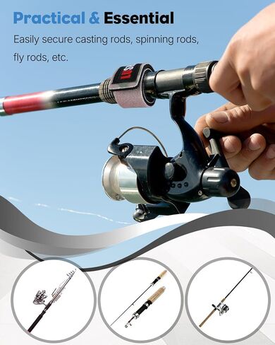 Pawfly 12 Pcs Fishing Rod Straps, 6 Colors, Hook and Loop Fishing Pole Straps, Stretchy Neoprene Fishing Rods Ties Fishing Rod Wraps, Fishing Pole Belts for Casting Rods Spinning Rods in Saudi Arabia