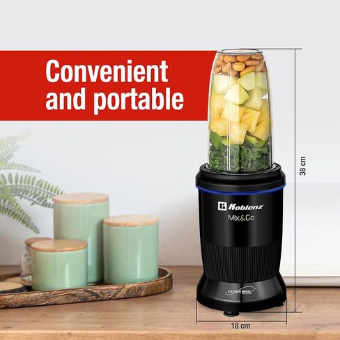 Koblenz Mix&Shake Blender, 20 oz Portable Blender, 600W Motor, Pulse, ON/OFF Functions, Stainless Steel Blades, Shakes, Sauces, Smoothie Maker, (1) 20 oz To-Go Bottle, Blue, MSKM-600 A in Kuwait