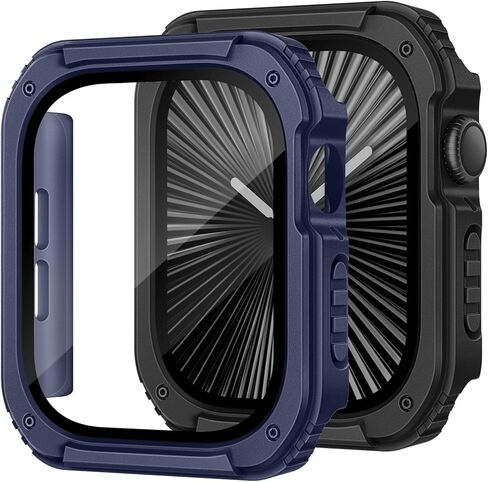 Recoppa 2 Pack Rugged Case with Screen Protector for Apple Watch Series 10 46mm，Tactical Military Grade Durable Shockproof Bumper Protective Cover for Men iWatch 46mm in Kuwait