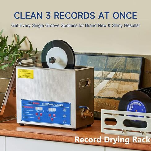 Ultrasonic Vinyl Cleaner 7-12 Inch 8 Records - Liftable Lp Record Cleaner with Drying Rack for Jewelry Watch - 40KHz 180W Commercial Ultrasonic Cleaner - Disc Washer - Vinyl Cleaning Machine in Saudi Arabia