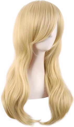 MapofBeauty 24 Inch/60cm Side Bangs Stylish Long Great Wavy Curly Cosplay Party Wig(Black) in Kuwait