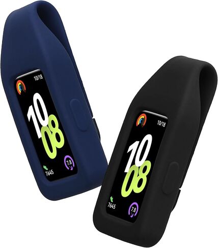 kwmobile 2X Clip Holders Compatible with Huawei Band 10/9 / 8 - Clip-On Holder Replacement Set - Black/Orange in Saudi Arabia