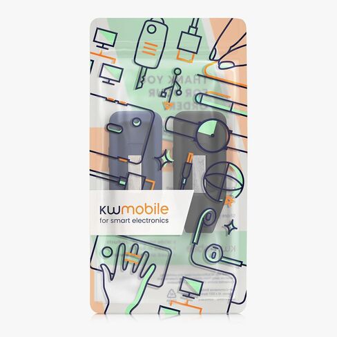 kwmobile 2X Clip Holders Compatible with Huawei Band 10/9 / 8 - Clip-On Holder Replacement Set - Black/Orange in Saudi Arabia