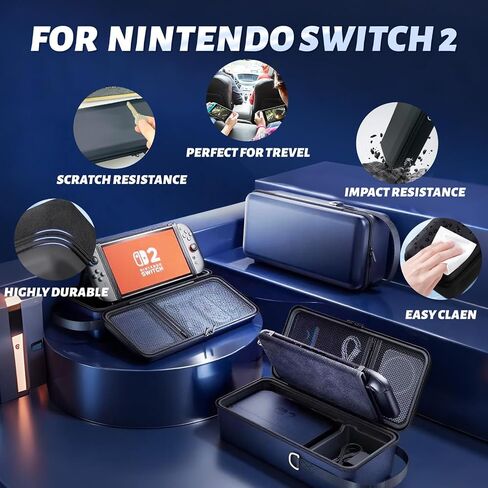DUMVOIN Carrying Case for Nintendo Switch 2, Hard Shell Protector for Portable Travel, Huge Capacity Lightweight Game Bag for Switch 2 Accessories Console Dock,Charger, Holds 12 Game Cards (Black) in Saudi Arabia