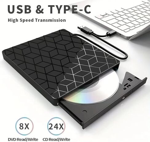 VVIA CDD DVD محرك أقراص CDD الخارجية ، Ultra Slim CD Burner USB 3.0 مع 4 منافذ USB وفتحات بطاقة TF/SD ، محرك الأقراص الضوئية لجهاز الكمبيوتر المحمول MAC ، PC Windows 11/10/8/7 Linux OS MacBook Pro/Air Desktop PC Player in Saudi Arabia