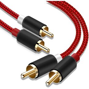 Goalfish RCA Cable, 2 Pack 2-Male to 2-Male RCA Audio Stereo Subwoofer Cable [Hi-Fi Sound,Shielded] Auxiliary Audio Cord for Home Theater, HDTV, Amplifiers, Hi-Fi Systems,Speakers- 6 Feet, Top Series | Braided, Durable, For Home Theater, HDTV, Amplifiers, in Kuwait