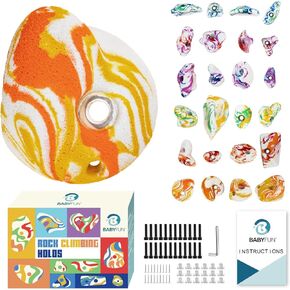 BABY FUN 24 Rock Climbing Holds for Kids and Adults, 6 Colors Resin Rock Climbing Wall Grips in Gift Box - Mounting Hardware Included - Climbing Rocks for DIY Rock Climbing Wall in Saudi Arabia