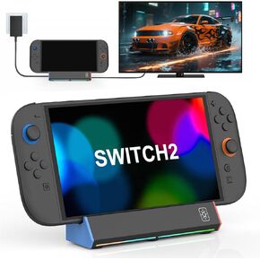 Switch 2 TV Dock Station for Nintendo Switch 2, Portable Docking Replacement Base Stand with 4K HDMI Output/Type C Port/3.0 USB Port/RGB Led Light for Official Nintendo Switch-2 in Saudi Arabia