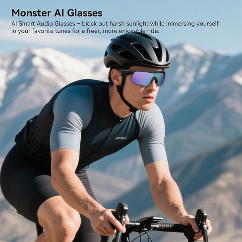 Monster 2025 نظارات Bluetooth Smart Pradderged للرجال ، نظارة شمسية بلوتوث 5.3 مع مكبر صوت مفتوح الأذن ، ونظارات شمسية مستقطبة مغناطيسية ، وحماية داخلية/خارجية للأشعة فوق البنفسجية لركوب الدراجات الرياضية. in Kuwait