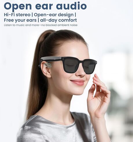 AI Smart Camera Glasses 1080p HD - نظارات تسجيل الفيديو Bluetooth مع التحكم الصوتي ، ونظائر الكاميرا الرياضية التي يمكن ارتداؤها للقيادة ، والمشي لمسافات طويلة ، والخارجية وفتح على الكمبيوتر in Kuwait