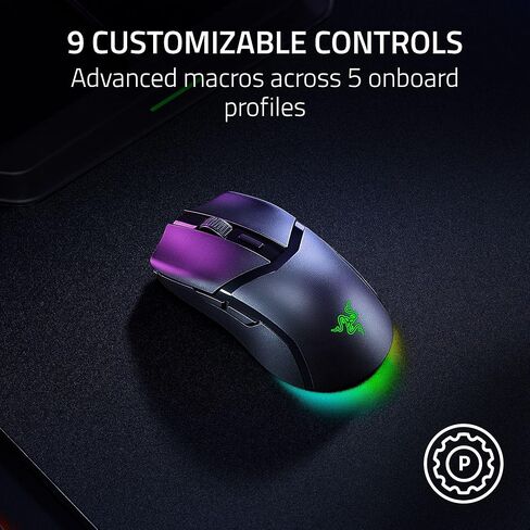 Razer Cobra HyperSpeed Wireless Gaming Mouse: 9 Customizable Controls - RGB Lighting - Optical Scroll Wheel - Optical Switches Gen-4-26K Sensor - 2.4GHz, Bluetooth & USB C - Up to 170 Hr Battery in Kuwait