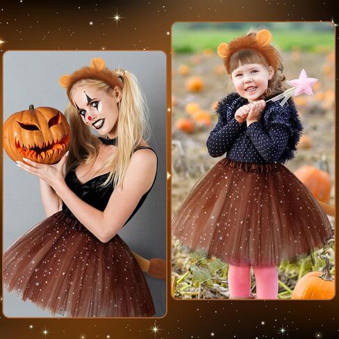 Newcotte 3 Pcs Halloween Costume Animal Tutu Ears Headband Tail Fancy Dress Costume Kit for Youth Adult Halloween Cosplay in Saudi Arabia