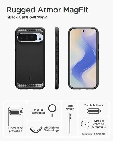 Spigen for Pixel 10/10 Pro Case, Rugged Armor MagFit (2025) [Designed for Pixelsnap, Compatible with MagSafe Accessories] - Matte Black in Saudi Arabia