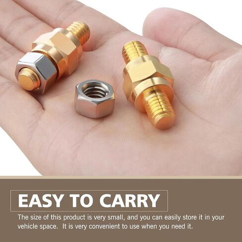 Downhill 2 PCS Brass Side Post Cables Terminal Bolts, Battery Bolts Adapter, 3/8" 16&24 Standard Side Post Battery Terminal Bolt Extender, Compatible with Most Car Battery Accessories (Gold) in Saudi Arabia