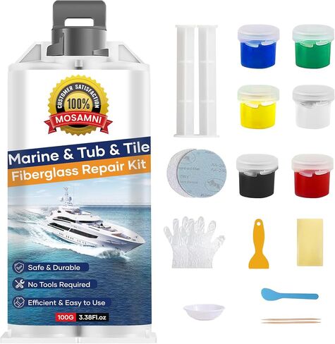 Gel Coat Repair Kit for Boats (Color Match), Marine Fiberglass Gelcoat Repair Kit Epoxy Filler for Boats Fixes Holes Chips Pits Cracks Dents Scratches on Fiberglass, Acrylic, Porcelain in Saudi Arabia