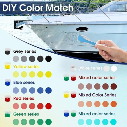 Gel Coat Repair Kit for Boats (Color Match), Marine Fiberglass Gelcoat Repair Kit Epoxy Filler for Boats Fixes Holes Chips Pits Cracks Dents Scratches on Fiberglass, Acrylic, Porcelain in Saudi Arabia