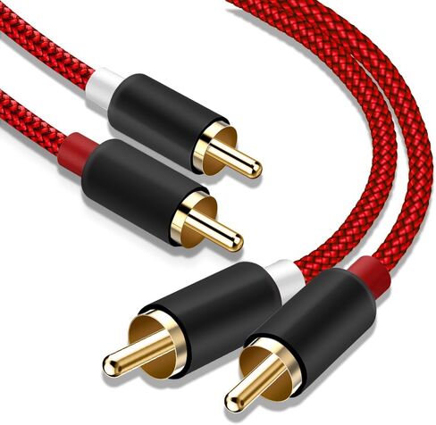 Goalfish RCA Cable, 2 Pack 2-Male to 2-Male RCA Audio Stereo Subwoofer Cable [Hi-Fi Sound,Shielded] Auxiliary Audio Cord for Home Theater, HDTV, Amplifiers, Hi-Fi Systems,Speakers- 6 Feet, Top Series | Braided, Durable, For Home Theater, HDTV, Amplifiers, in Kuwait