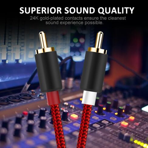 Goalfish RCA Cable, 2 Pack 2-Male to 2-Male RCA Audio Stereo Subwoofer Cable [Hi-Fi Sound,Shielded] Auxiliary Audio Cord for Home Theater, HDTV, Amplifiers, Hi-Fi Systems,Speakers- 6 Feet, Top Series | Braided, Durable, For Home Theater, HDTV, Amplifiers, in Kuwait