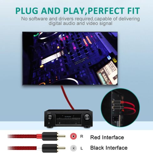 Goalfish RCA Cable, 2 Pack 2-Male to 2-Male RCA Audio Stereo Subwoofer Cable [Hi-Fi Sound,Shielded] Auxiliary Audio Cord for Home Theater, HDTV, Amplifiers, Hi-Fi Systems,Speakers- 6 Feet, Top Series | Braided, Durable, For Home Theater, HDTV, Amplifiers, in Kuwait