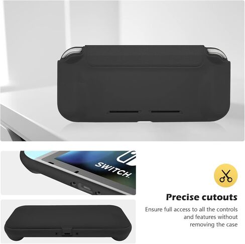 ProCase Flip Cover for Nintendo Switch Case with 2 Pack Tempered Glass Screen Protectors, Detachable Front Cover Protective Case for Nintendo Switch 2017 -Black in Saudi Arabia