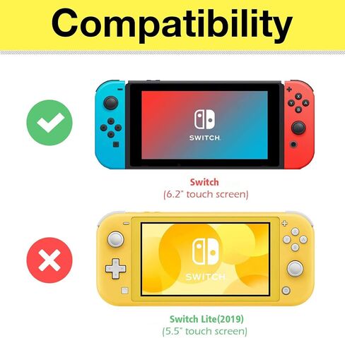 ProCase Flip Cover for Nintendo Switch Case with 2 Pack Tempered Glass Screen Protectors, Detachable Front Cover Protective Case for Nintendo Switch 2017 -Black in Saudi Arabia