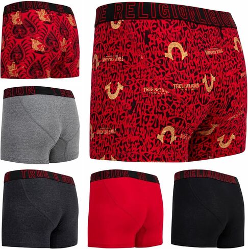 True Religion Mens Boxer Briefs Cotton Stretch Underwear for Men Pack of 6 in Kuwait