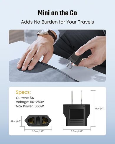 European to US Plug Adapter, SUPERDANNY EU to US Plug Adapter Converts 2-Prong Type A for Plugging in Type C, E, F, L, N Plugs, 660W 6A Max 110-250V Travel Plug for Europe to USA, White, 4-Pack in Kuwait