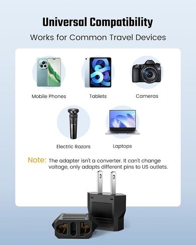 European to US Plug Adapter, SUPERDANNY EU to US Plug Adapter Converts 2-Prong Type A for Plugging in Type C, E, F, L, N Plugs, 660W 6A Max 110-250V Travel Plug for Europe to USA, White, 4-Pack in Kuwait