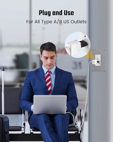 European to US Plug Adapter, SUPERDANNY EU to US Plug Adapter Converts 2-Prong Type A for Plugging in Type C, E, F, L, N Plugs, 660W 6A Max 110-250V Travel Plug for Europe to USA, White, 4-Pack in Kuwait