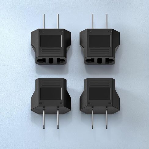 European to US Plug Adapter, SUPERDANNY EU to US Plug Adapter Converts 2-Prong Type A for Plugging in Type C, E, F, L, N Plugs, 660W 6A Max 110-250V Travel Plug for Europe to USA, White, 4-Pack in Kuwait