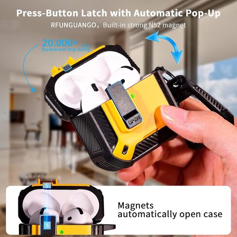 Rfunguango متوافق مع AirPods Pro 2nd Generation / الجيل الأول من حالة وقائية مع حامل الهاتف ووظيفة الشفط المغناطيسي الخلفي المتوافقة ، مناسبة لحالة AirPods Pro 2 ، الأسود in Kuwait