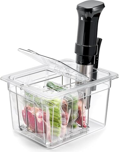 HOMENOTE Sous Vide Container 12 Quart with Universal Collapsible Hinged Lid,Complete Sous Vide Accessories Kit BPA Free,Compatible with Anova and Most Sous Vide Cookers（With Rack and Sleeve） in Kuwait