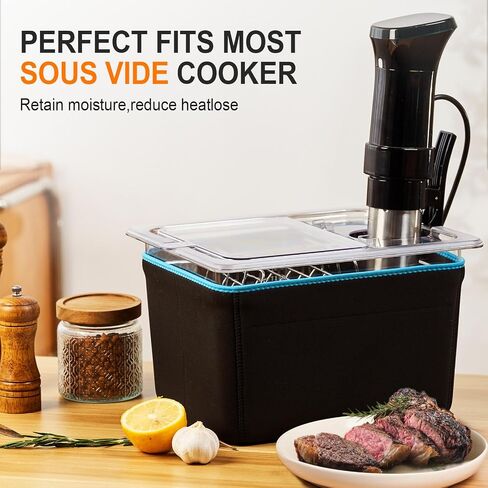 HOMENOTE Sous Vide Container 12 Quart with Universal Collapsible Hinged Lid,Complete Sous Vide Accessories Kit BPA Free,Compatible with Anova and Most Sous Vide Cookers（With Rack and Sleeve） in Kuwait