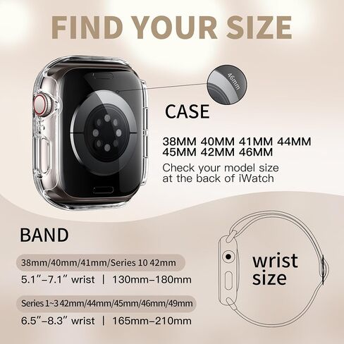 Braided Stretchy Elastic Loop Band with Case Compatible with Apple Watch 40mm 41mm 42mm 44mm 45mm 46mm 38mm 49mm, Nylon Elastic Solo Loop and Protective Cover with Screen Protector for iWatch Series 10 9 8 7 SE 6 5 4 3 2 Ultra 2 SE women men in Kuwait
