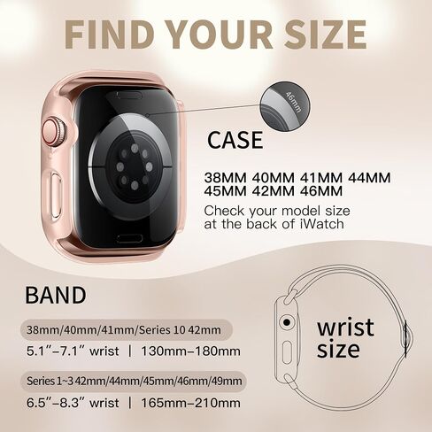 Braided Stretchy Elastic Loop Band with Case Compatible with Apple Watch 40mm 41mm 42mm 44mm 45mm 46mm 38mm 49mm, Nylon Elastic Solo Loop and Protective Cover with Screen Protector for iWatch Series 10 9 8 7 SE 6 5 4 3 2 Ultra 2 SE women men in Kuwait