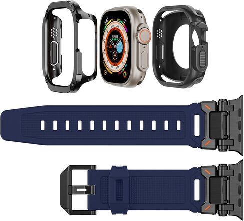حزام مع علبة المصد لـ Apple Watch Ultra 2/Ultra 49mm 46mm 45mm 45mm 44mm silicone Band وحالات الحماية لسلسلة IWatch 10/9/8/7/6/5/4/se 2/se in Kuwait