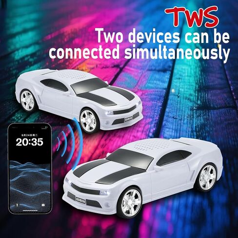 WS-592 Supercar Design Design Bluetooth SPEACER-مكبر صوت لاسلكي طراز محمول مع استريو TWS ، راديو FM ، مصابيح الحفلات LED ، تشغيل USB/TF ، الاتصال بدون اليدين ، الميكروفون (أبيض) in Kuwait