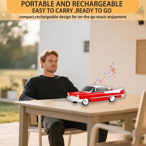 WS-1965 Bluetooth Replica Speaker-Retro Rocket Car Design ، HD Sound ، TWS ، LED Party Lights ، FM Radio ، تشغيل USB/TF ، ميكروفون مدمج-هدية مفاجأة محمولة لمحبي السيارات (Beige) in Kuwait