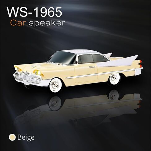 WS-1965 Bluetooth Replica Speaker-Retro Rocket Car Design ، HD Sound ، TWS ، LED Party Lights ، FM Radio ، تشغيل USB/TF ، ميكروفون مدمج-هدية مفاجأة محمولة لمحبي السيارات (Beige) in Kuwait