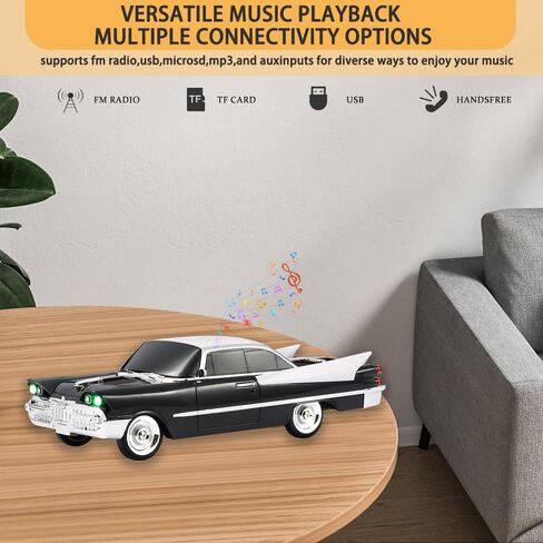 WS-1965 Bluetooth Replica Speaker-Retro Rocket Car Design ، HD Sound ، TWS ، LED Party Lights ، FM Radio ، تشغيل USB/TF ، ميكروفون مدمج-هدية مفاجأة محمولة لمحبي السيارات (Beige) in Kuwait