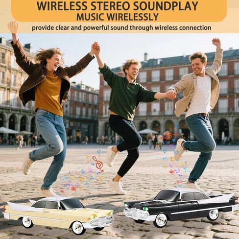 WS-1965 Bluetooth Replica Speaker-Retro Rocket Car Design ، HD Sound ، TWS ، LED Party Lights ، FM Radio ، تشغيل USB/TF ، ميكروفون مدمج-هدية مفاجأة محمولة لمحبي السيارات (Beige) in Kuwait