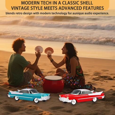 WS-1965 Bluetooth Replica Speaker-Retro Rocket Car Design ، HD Sound ، TWS ، LED Party Lights ، FM Radio ، تشغيل USB/TF ، ميكروفون مدمج-هدية مفاجأة محمولة لمحبي السيارات (Beige) in Kuwait