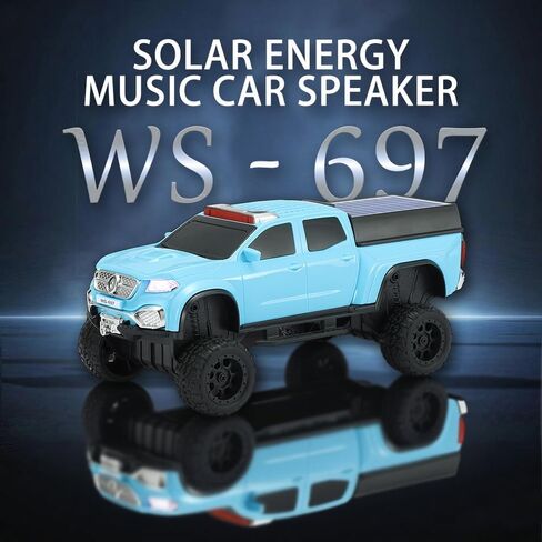 WS-697 Pickup Truck Bluetooth Replica Speaker-Solar Wireless Care مع مصابيح LED ، استريو TWS ، راديو FM ، تشغيل USB/TF ، مكالمة خالية من اليدين ، شحن النوع C ، الميكروفون (الأحمر) in Kuwait